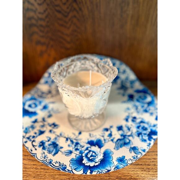 Candle in a Vintage crystal dish,  Vintage Decor - Picture 3 of 4